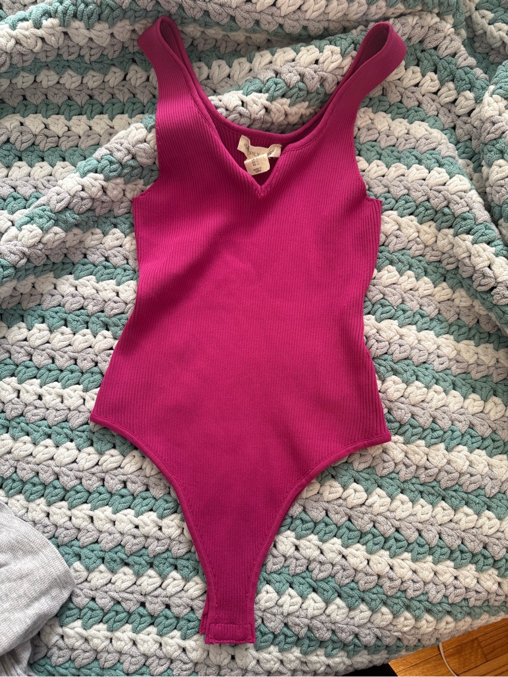 Fuchsia Ribbed One-Piece Bodysuit